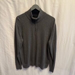 Banana Republic Luxe Cotton Blend XL 1/4 Zip Sweater Charcoal Gray Layering Warm